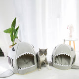 Eco Friendly Comfortable Cute Shark Shape Fancy Cat Calming Pet Cave Bed