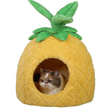 Luxury Cartoon Plush Pineapple Foldable Pet Cave Bed For Travel Outdoor