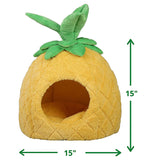 Luxury Cartoon Plush Pineapple Foldable Pet Cave Bed For Travel Outdoor