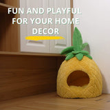 Luxury Cartoon Plush Pineapple Foldable Pet Cave Bed For Travel Outdoor