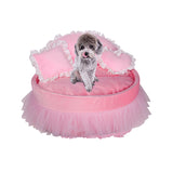 Customized Comfort Pink Lace Shaped Dog Bed With Pillow