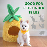Luxury Cartoon Plush Pineapple Foldable Pet Cave Bed For Travel Outdoor