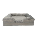 Orthopedic grey chenille cooling gel and memory foam pillow pet bed