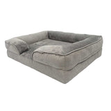 Orthopedic grey chenille cooling gel and memory foam pillow pet bed