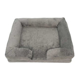 Orthopedic grey chenille cooling gel and memory foam pillow pet bed