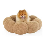 Brown Plush Soft Calming Round Donut Pet Bed