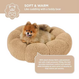 Brown Plush Soft Calming Round Donut Pet Bed