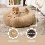 Brown Plush Soft Calming Round Donut Pet Bed