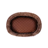 Premium Brown Pu Leather Oval Pet Sofa Bed