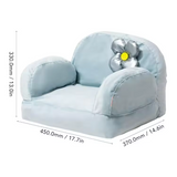 Portable Blue Velvet Flower Dog Couch Pet Bed