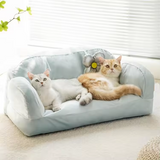 Portable Blue Velvet Flower Dog Couch Pet Bed