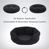 Luxury Round Black Suede Pet Dog Bed Bug Proof Cat Snuggle Bed