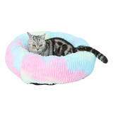 Warming Fluffy Handmade Round Doughnut Cat Calming Pet Bed