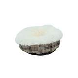 New Removable Plaid Plush Nest Round Cushion Donut Pet Bed