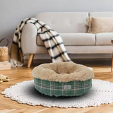 New Removable Plaid Plush Nest Round Cushion Donut Pet Bed