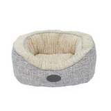 Custom Eco Friendly Indestructible Calming Linen Plush Round Dog Sofa Beds