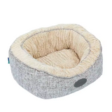 Custom Eco Friendly Indestructible Calming Linen Plush Round Dog Sofa Beds