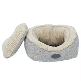 Custom Eco Friendly Indestructible Calming Linen Plush Round Dog Sofa Beds