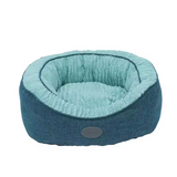 Custom Eco Friendly Indestructible Calming Linen Plush Round Dog Sofa Beds