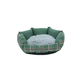Custom Top Selling Luxury Soft Plaid Plush Round Pet Bed