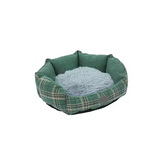 Custom Top Selling Luxury Soft Plaid Plush Round Pet Bed