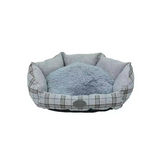 Custom Top Selling Luxury Soft Plaid Plush Round Pet Bed