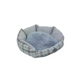 Custom Top Selling Luxury Soft Plaid Plush Round Pet Bed