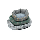 Custom Top Selling Luxury Soft Plaid Plush Round Pet Bed