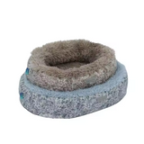 New Arrival Design Pu Leather Plush Round Washable Cover Dog Bed