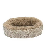 New Arrival Design Pu Leather Plush Round Washable Cover Dog Bed