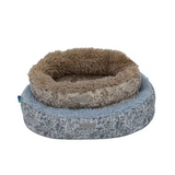 New Arrival Design Pu Leather Plush Round Washable Cover Dog Bed