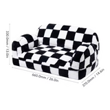 Custom Cute Removable Black And White Plush Plaid Dog Sofa