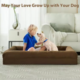 Comfortable Luxury Anti Stress Large Brown Plush  Funny Rectangle Dog Bed