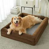 Comfortable Luxury Anti Stress Large Brown Plush  Funny Rectangle Dog Bed