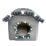 Custom Luxury Removable Grey Plush Cat Cave Sleeping Beds