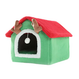 Custom Christmas Design Comfortable Plush House Style Dog Cat Cave Bed