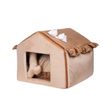 Novelty House Shape Plush Fluffy Cotton Soothing Pet Cave Bed