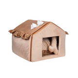 Novelty House Shape Plush Fluffy Cotton Soothing Pet Cave Bed