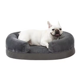 Grey Plush Orthopedic Memory Foam Pet Bed With Removable Washable Cover