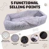 Customized Portable Soft Giant Grey Plush Winter Warm Pet Bed