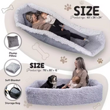 Customized Portable Soft Giant Grey Plush Winter Warm Pet Bed
