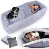 Customized Portable Soft Giant Grey Plush Winter Warm Pet Bed