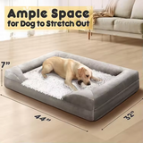 Indestructible Grey Plush Rectangle Orthopedic Calming Pet Bed With Sheet Pillow