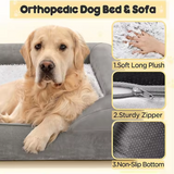 Indestructible Grey Plush Rectangle Orthopedic Calming Pet Bed With Sheet Pillow
