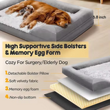 Indestructible Grey Plush Rectangle Orthopedic Calming Pet Bed With Sheet Pillow