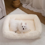 Custom Large Cream Long Plush Orthopedic Foam Durable Pet Bed