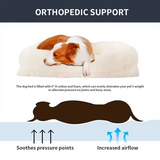 Custom Large Cream Long Plush Orthopedic Foam Durable Pet Bed