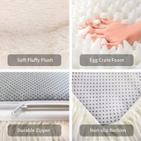 Custom Large Cream Long Plush Orthopedic Foam Durable Pet Bed