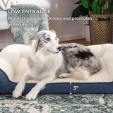Large Dark Blue Sherpa Surfac Orthopedic Dog Bed Cot With Pillow