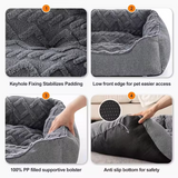 Eco Friendly Comfortable Modern Grey Lamb Fleece Calming Pet Large Bed